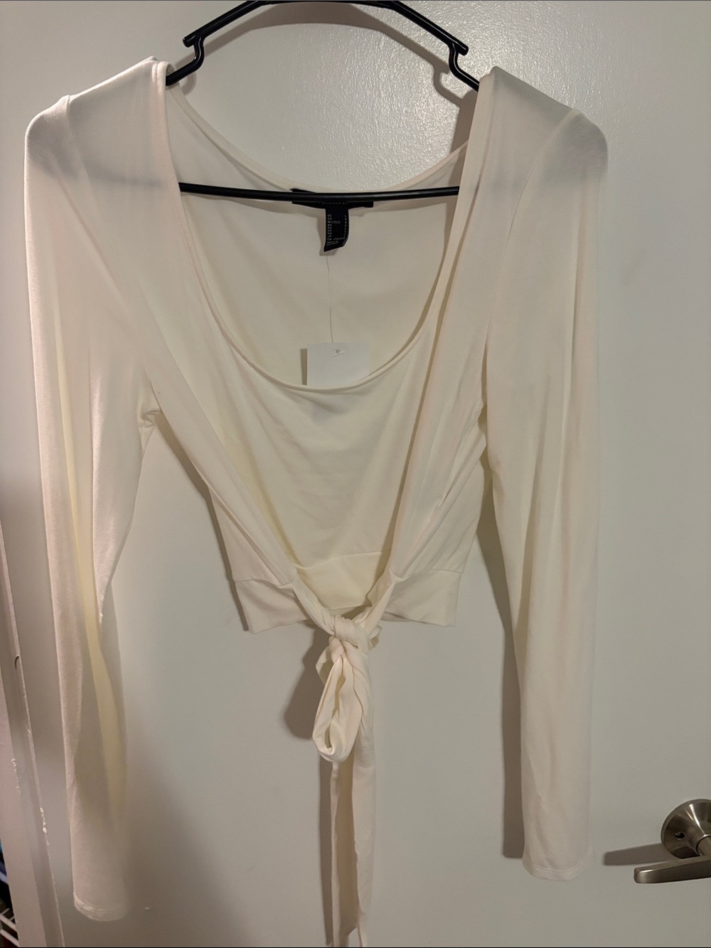 Forever 21 Women’s Cream Tie-Front Long Sleeve Top